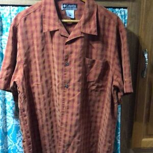 Columbia Men's Casual Button Down Shirt - Orange‎ Plaid